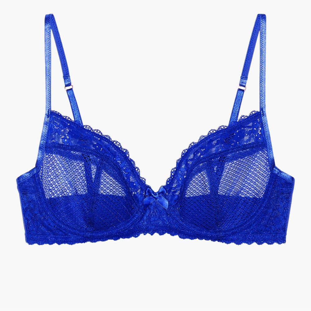 Savage x Fenty LACY, NOT RACY UNLINED BRA 36D Blue Cyber Cafe Lace Bra